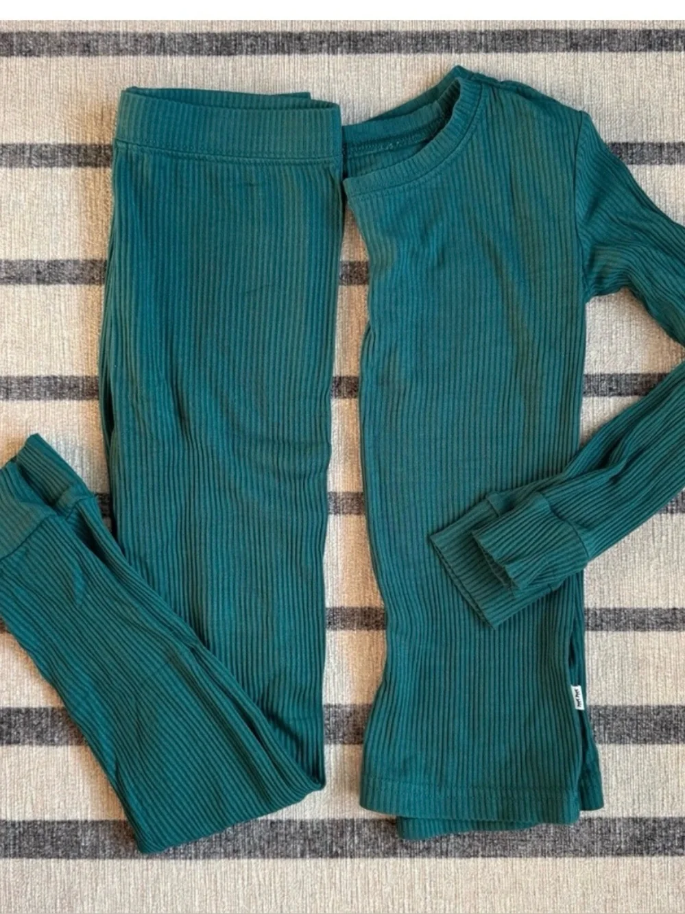 Little Sleepies Teal Ribbed Long Sleeve Pajamas 4T